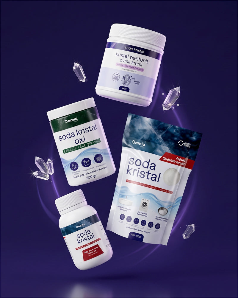 Mineral serisi: Soda Kristal, Oxi, Bentonit ovma kremi ve Termos temizleyici kristallerle